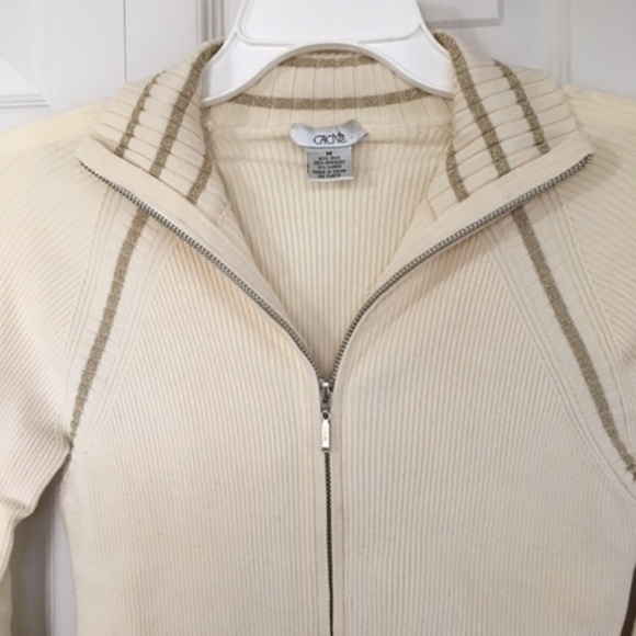 Cache Ivory Mock Turtleneck Gold Detail - Medium - Picture 2 of 3
